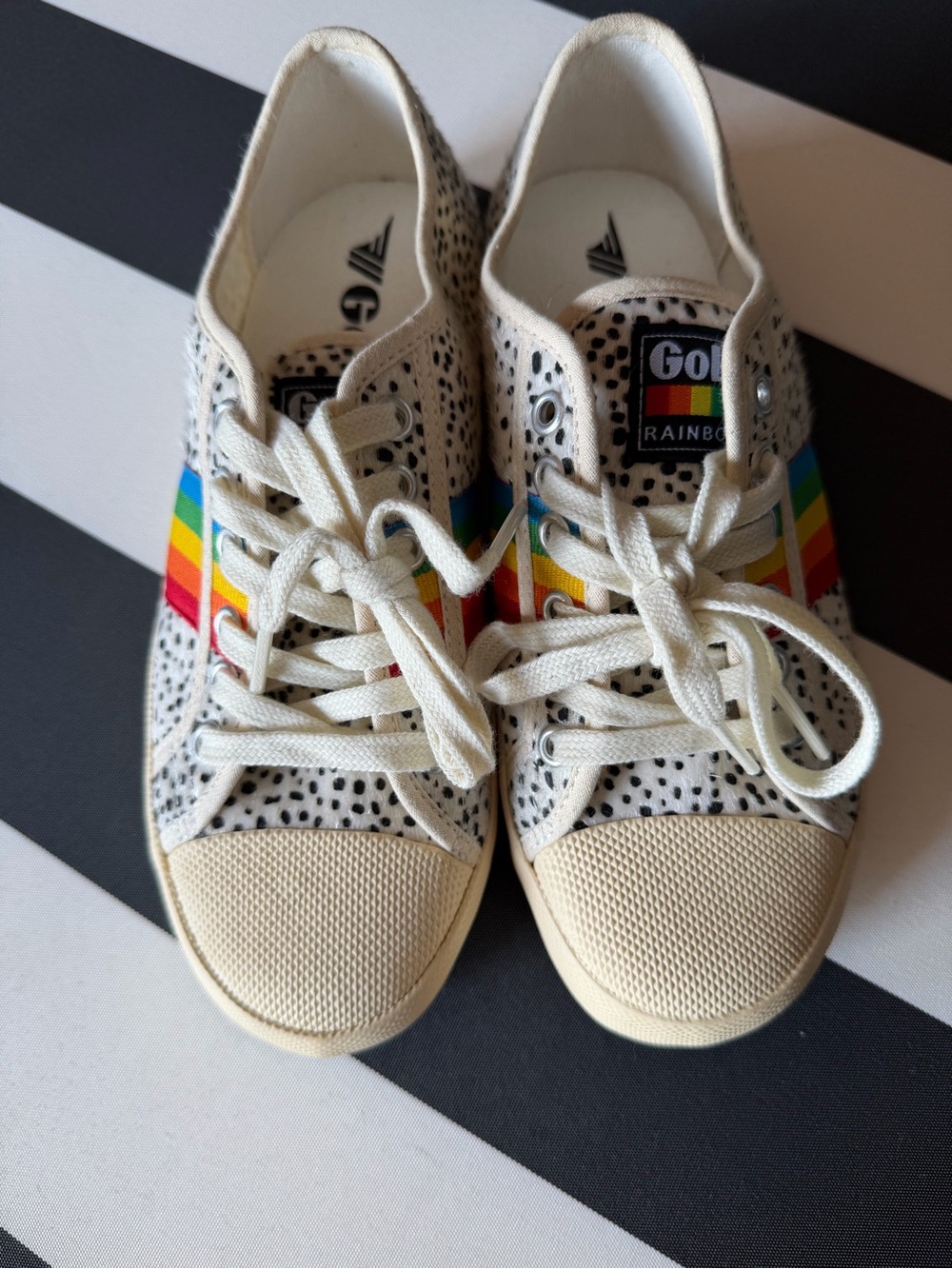 Gola Cream Speckle Sneakers with Rainbow Stripe Detail